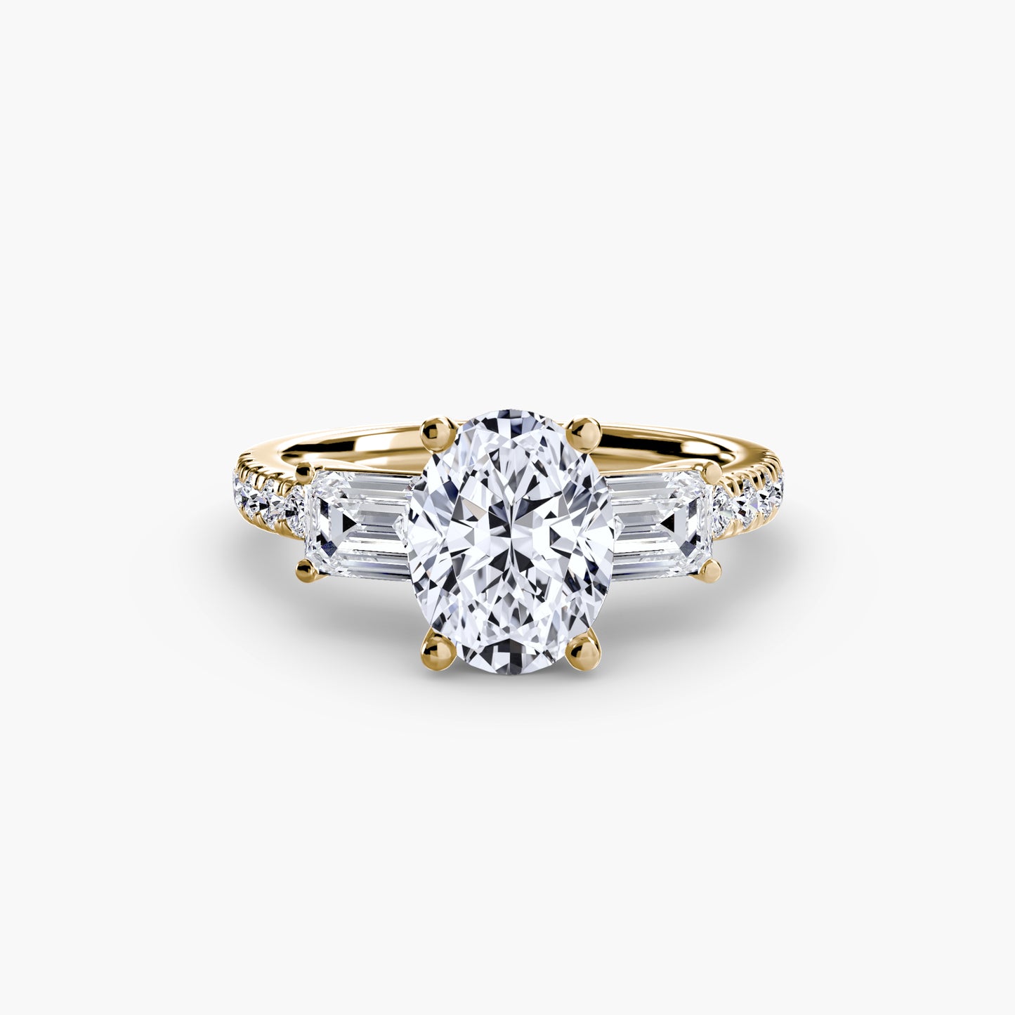 Claire Three Stone Ring with Pavé Band