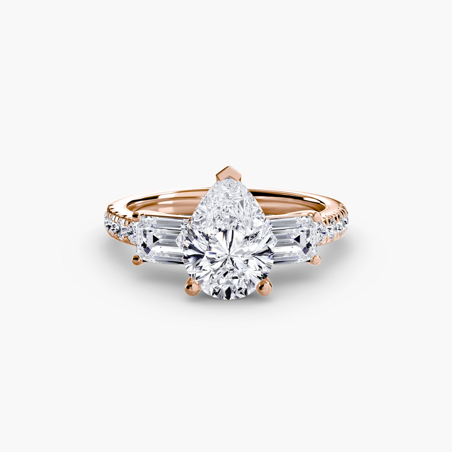Claire Three Stone Ring with Pavé Band