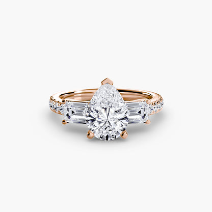 Claire Three Stone Ring with Pavé Band