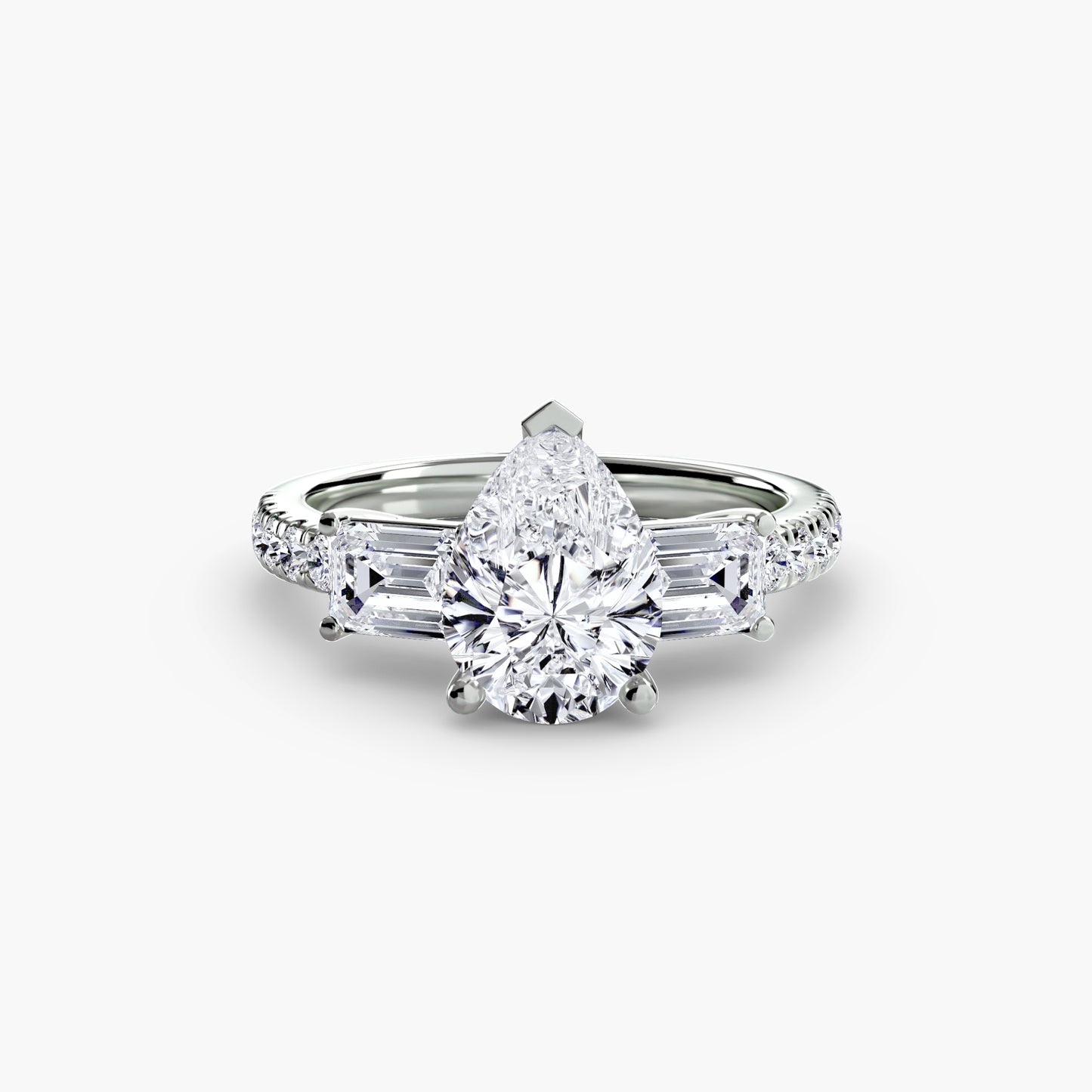Claire Three Stone Ring with Pavé Band