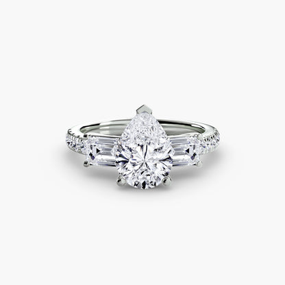 Claire Three Stone Ring with Pavé Band