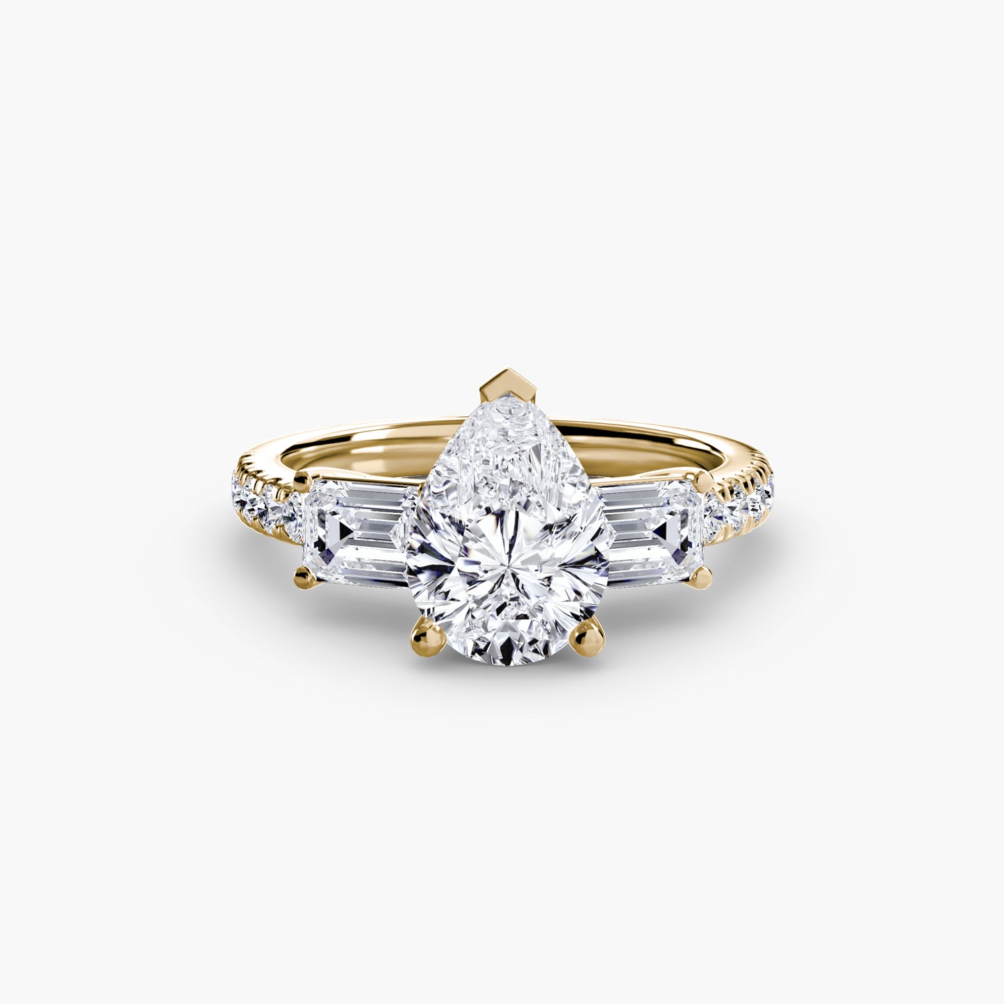 Claire Three Stone Ring with Pavé Band