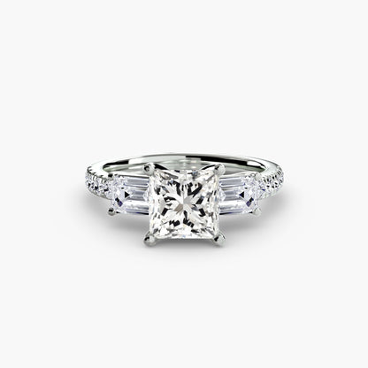 Claire Three Stone Ring with Pavé Band