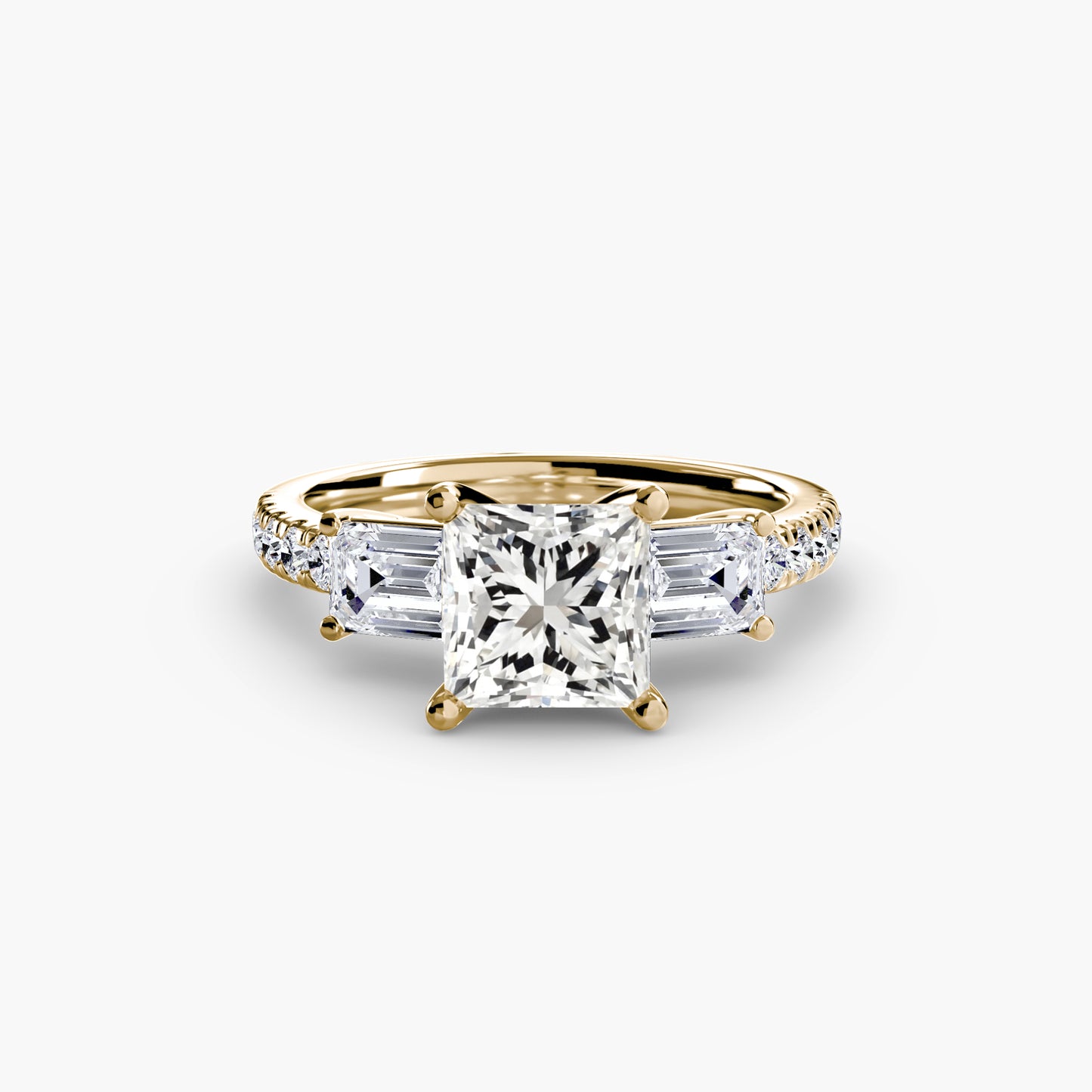 Claire Three Stone Ring with Pavé Band
