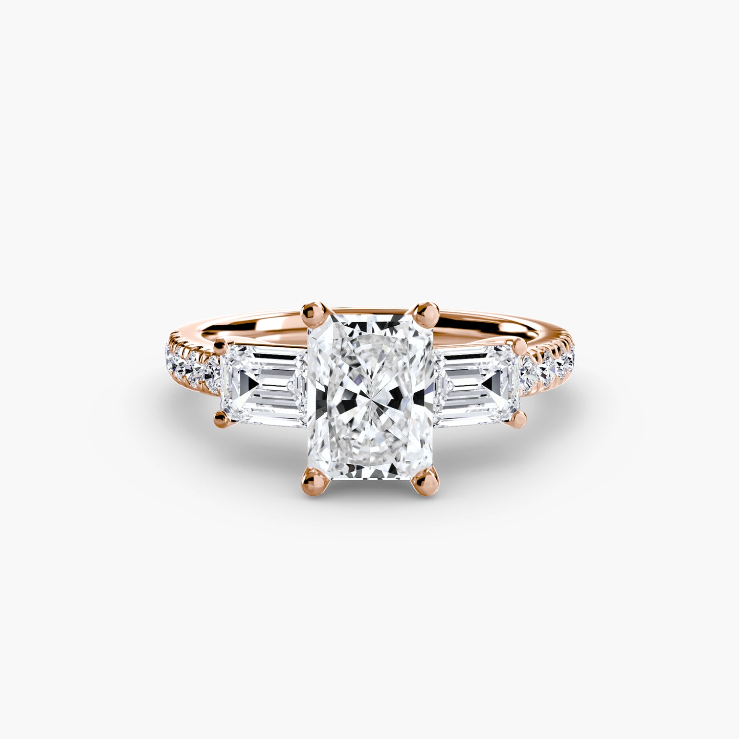 Claire Three Stone Ring with Pavé Band
