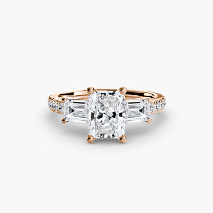 Claire Three Stone Ring with Pavé Band
