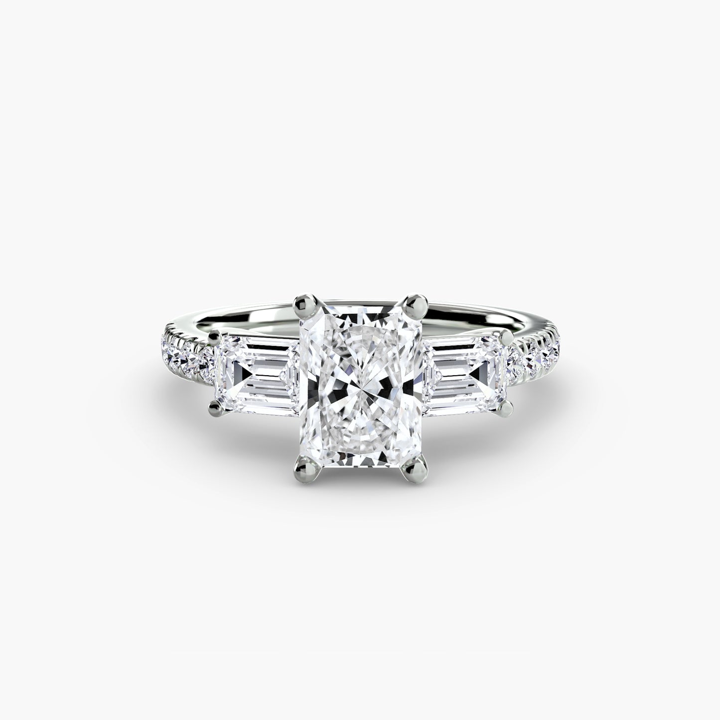 Claire Three Stone Ring with Pavé Band