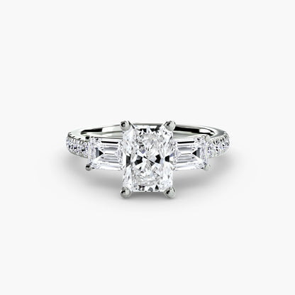 Claire Three Stone Ring with Pavé Band