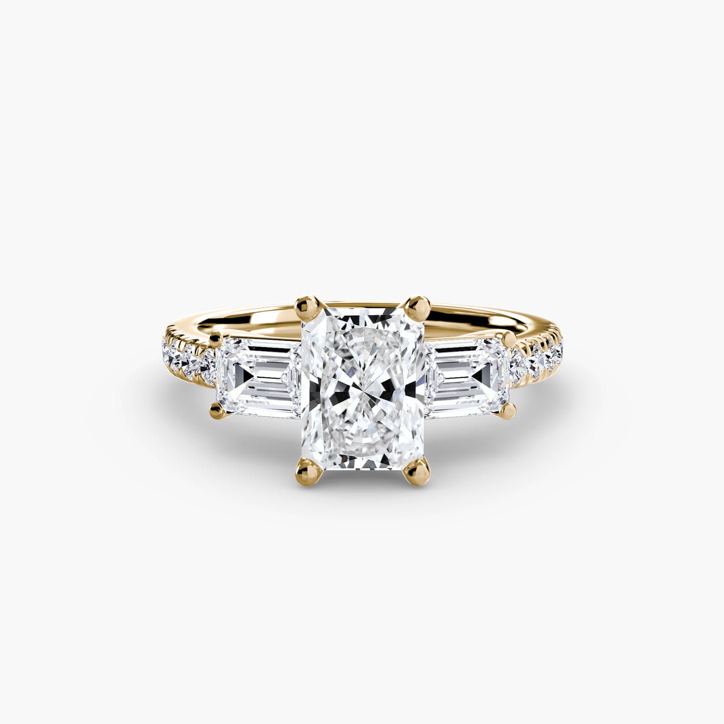 Claire Three Stone Ring with Pavé Band