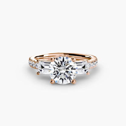 Claire Three Stone Ring with Pavé Band