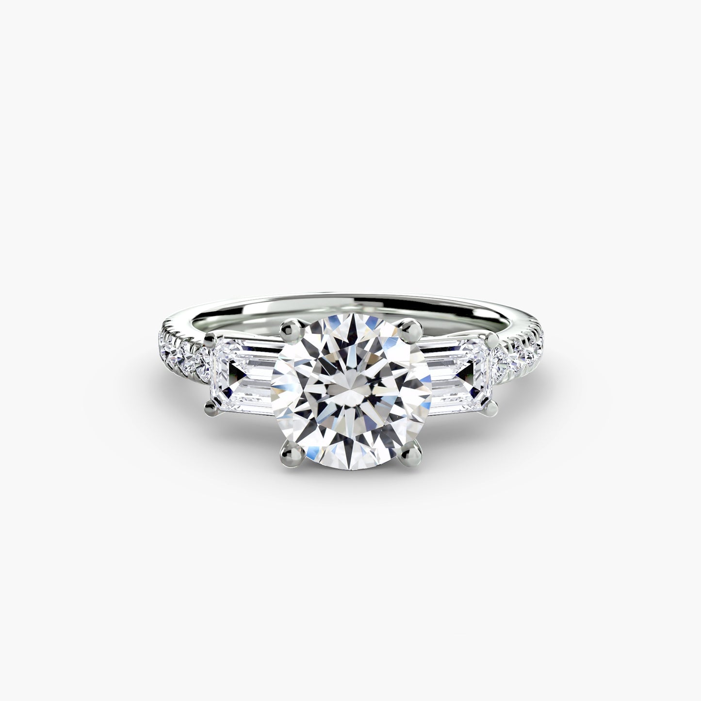 Claire Three Stone Ring with Pavé Band