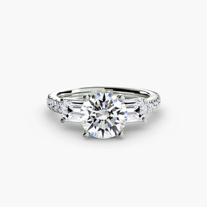 Claire Three Stone Ring with Pavé Band