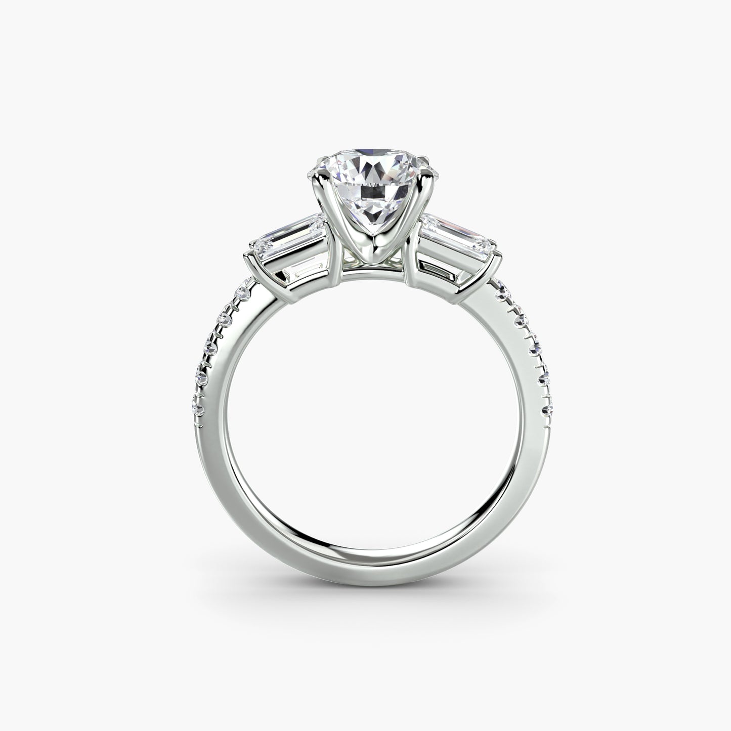 Claire Three Stone Ring with Pavé Band