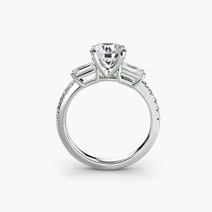 Claire Three Stone Ring with Pavé Band