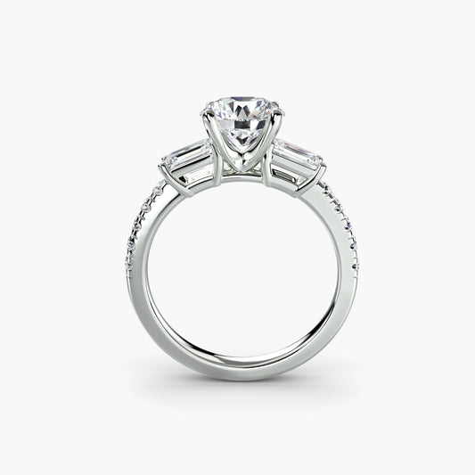 Claire Three Stone Ring with Pavé Band