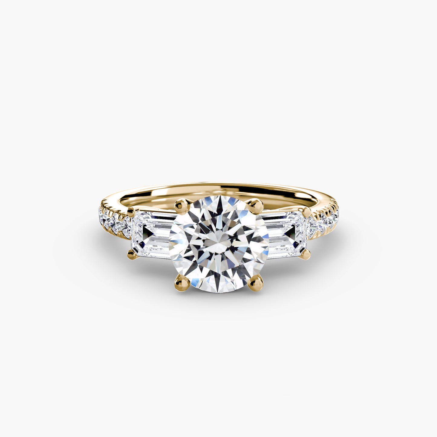 Claire Three Stone Ring with Pavé Band