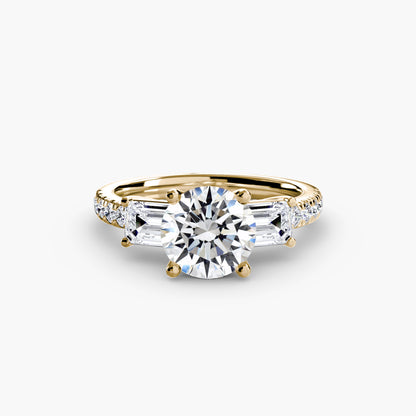 Claire Three Stone Ring with Pavé Band