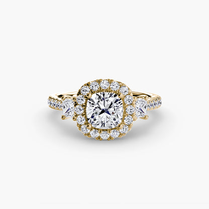 Monaco Three-Stone Ring with Halo