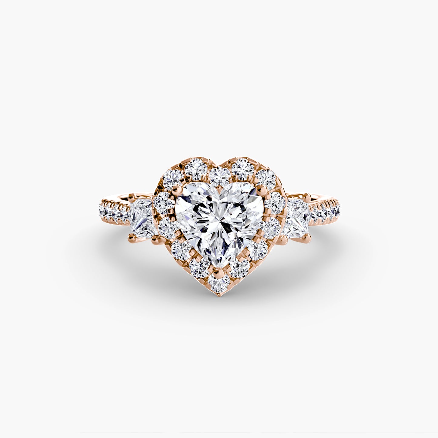 Monaco Three-Stone Ring with Halo