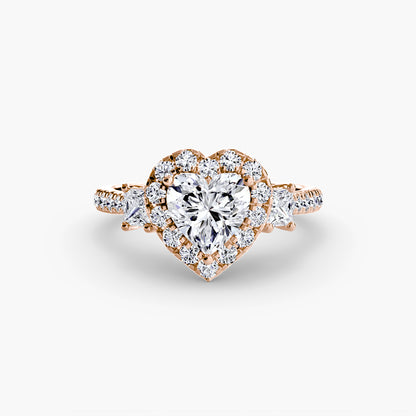 Monaco Three-Stone Ring with Halo