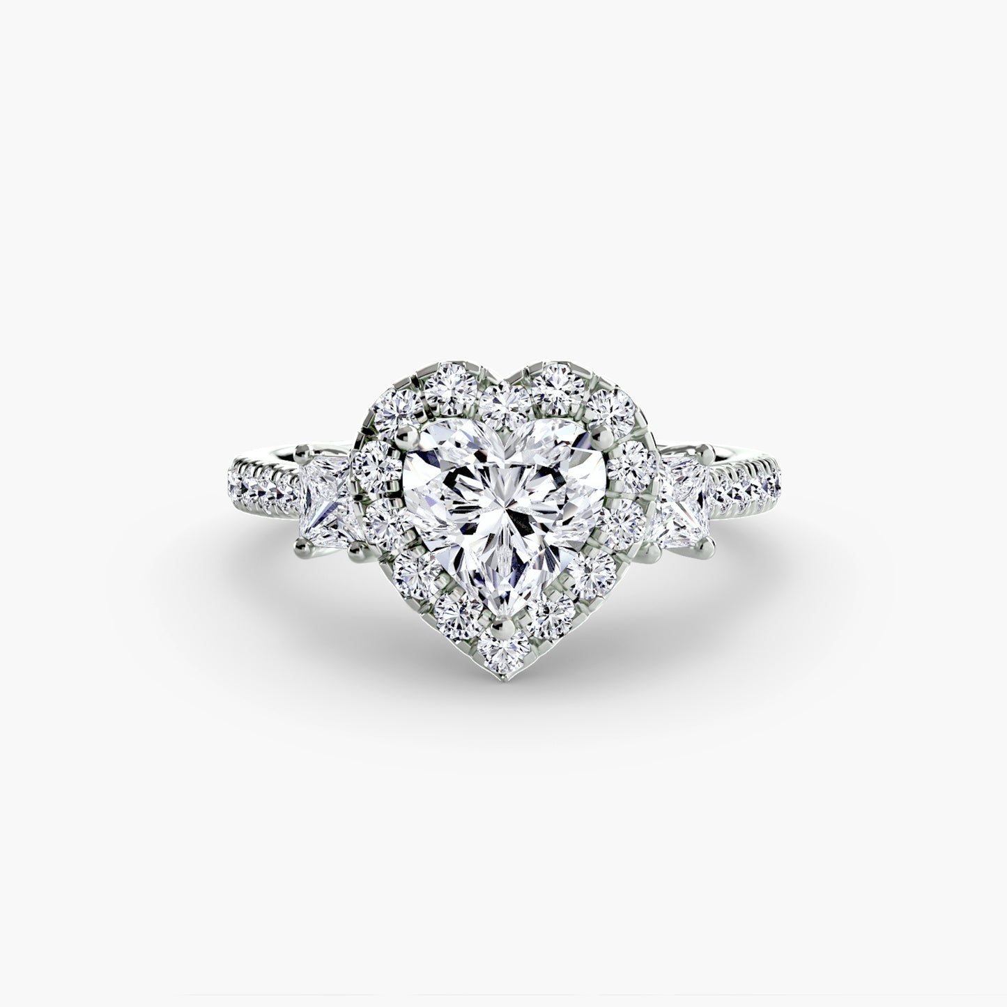 Monaco Three-Stone Ring with Halo