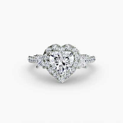 Monaco Three-Stone Ring with Halo
