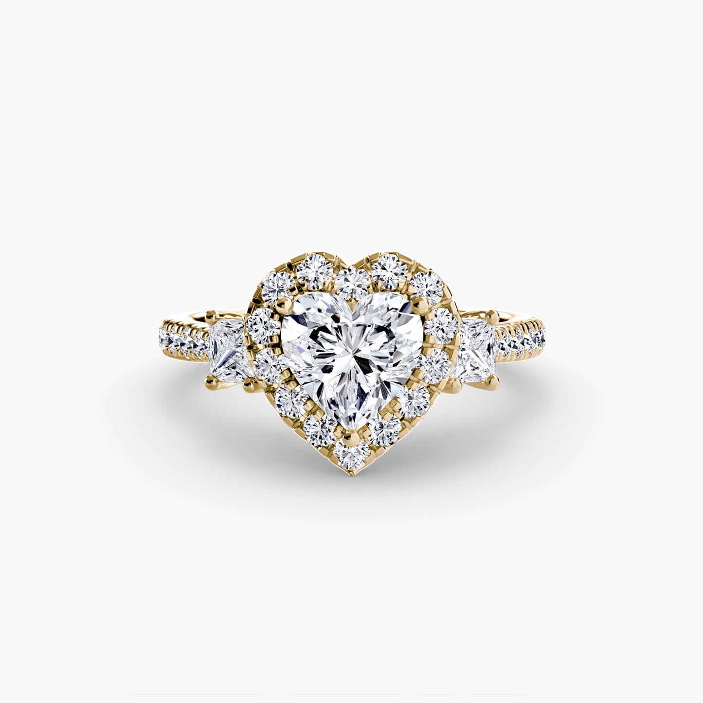 Monaco Three-Stone Ring with Halo