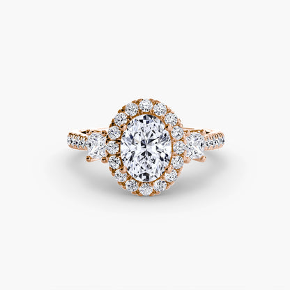 Monaco Three-Stone Ring with Halo