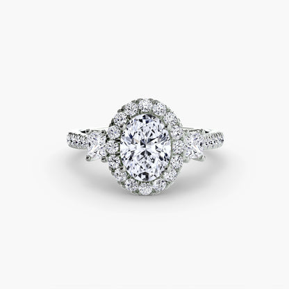 Monaco Three-Stone Ring with Halo