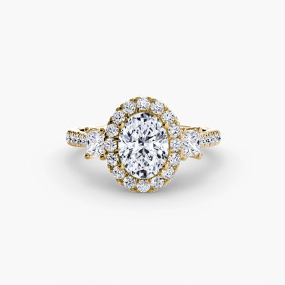Monaco Three-Stone Ring with Halo