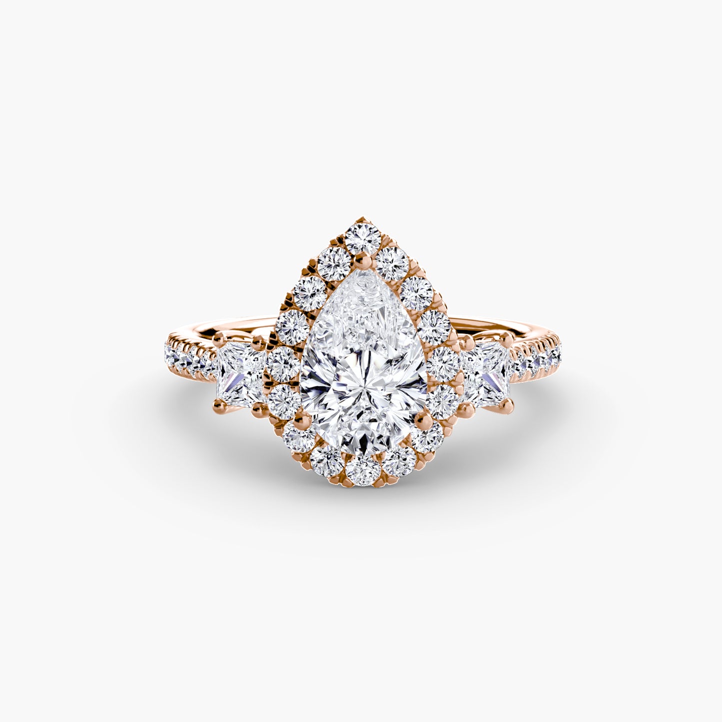 Monaco Three-Stone Ring with Halo