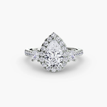 Monaco Three-Stone Ring with Halo