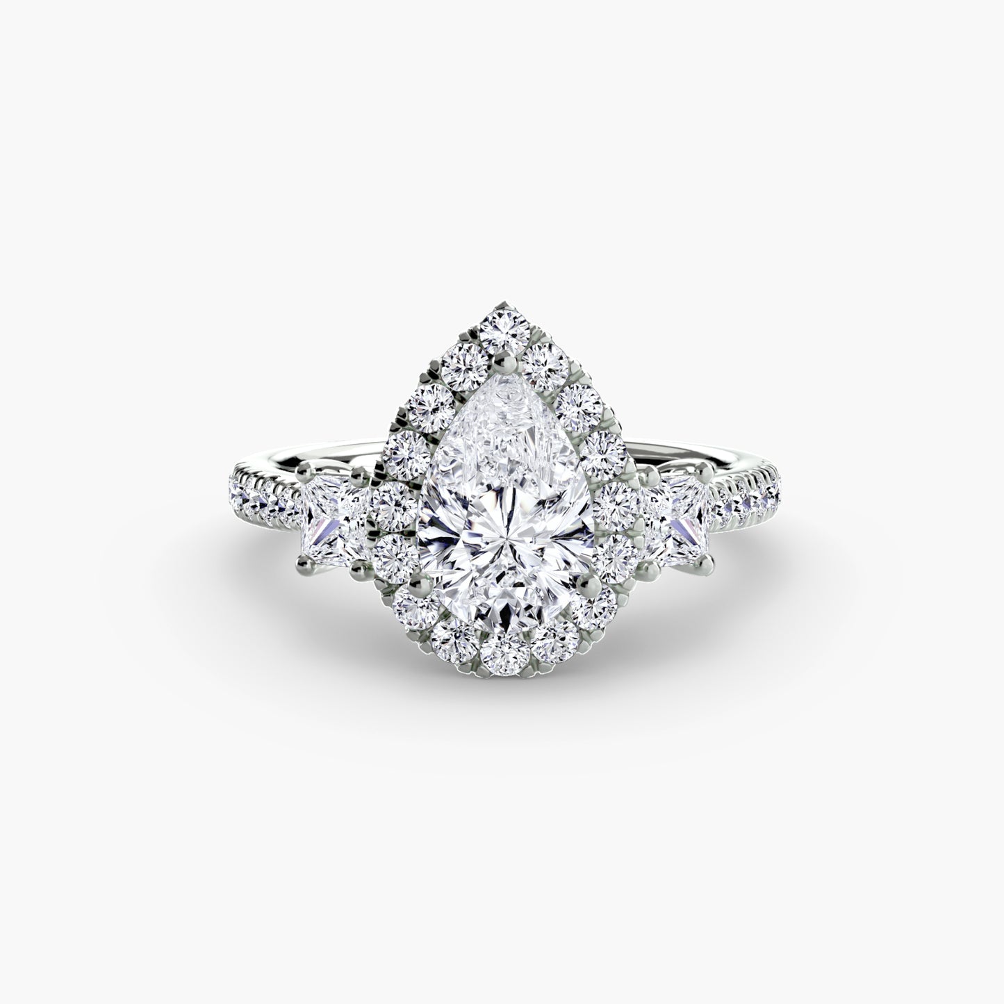 Monaco Three-Stone Ring with Halo