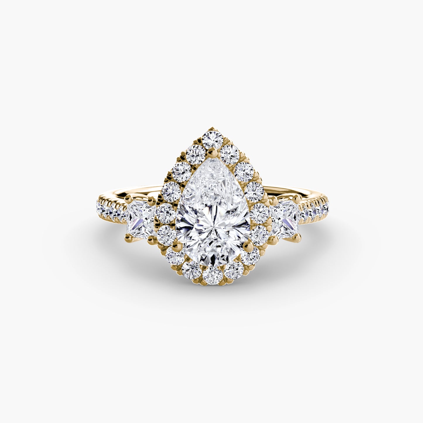 Monaco Three-Stone Ring with Halo