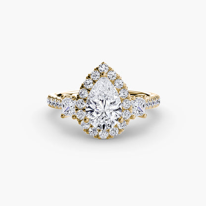 Monaco Three-Stone Ring with Halo