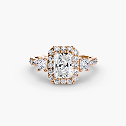 Monaco Three-Stone Ring with Halo