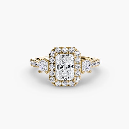 Monaco Three-Stone Ring with Halo