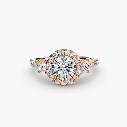 Monaco Three-Stone Ring with Halo
