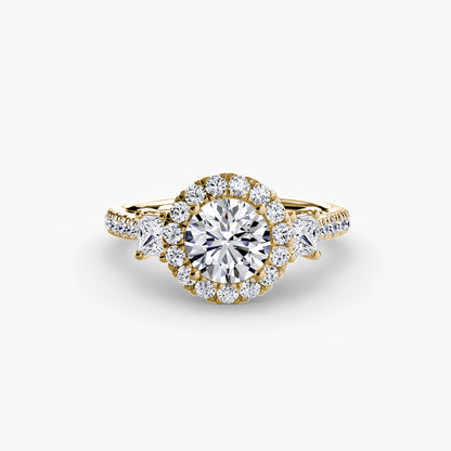 Monaco Three-Stone Ring with Halo