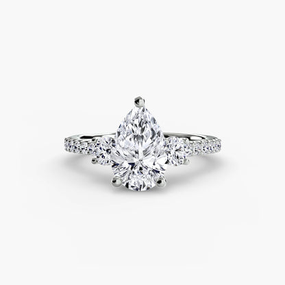Charlotte Three-Stone Ring with Pavé Band