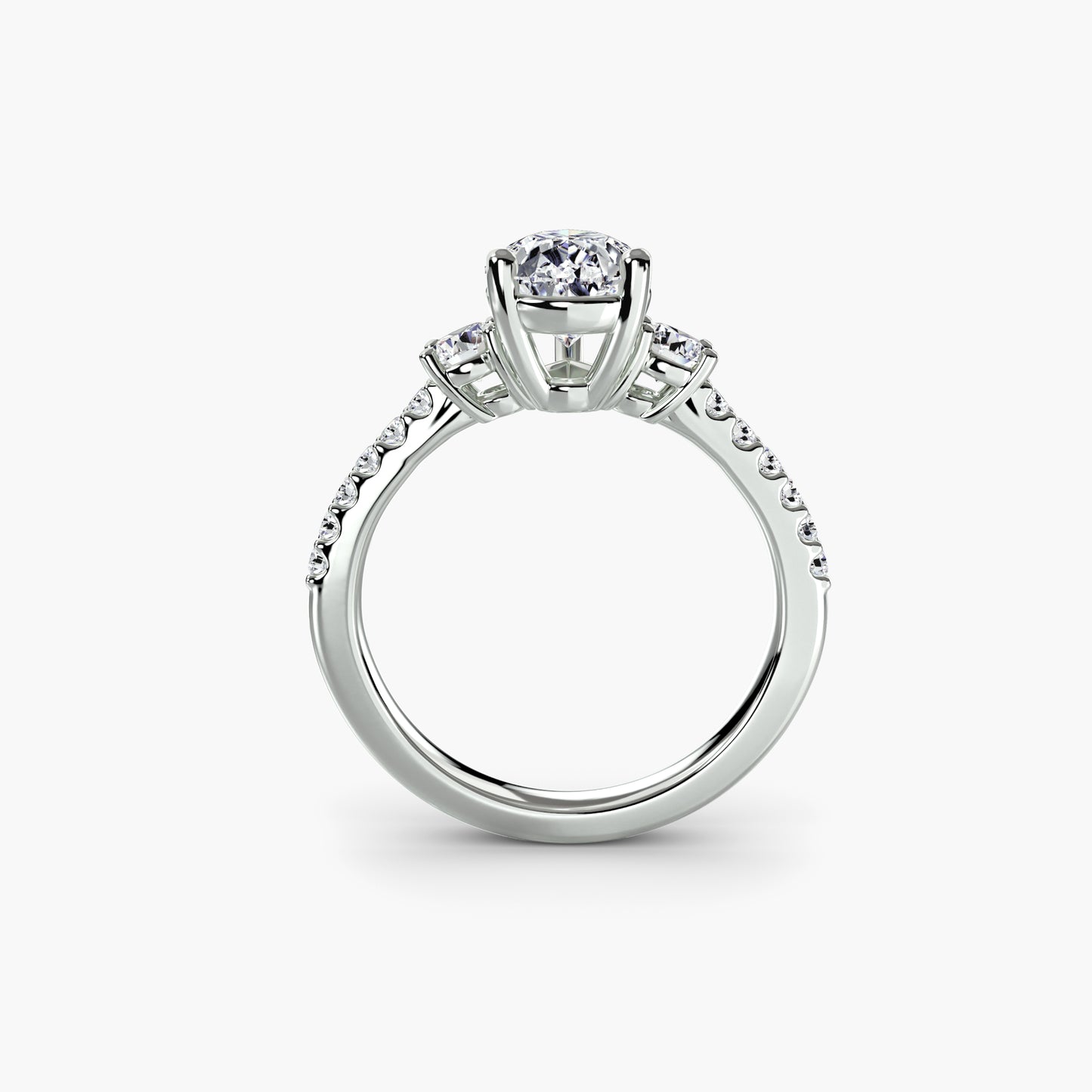 Charlotte Three-Stone Ring with Pavé Band