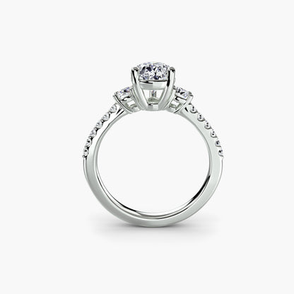 Charlotte Three-Stone Ring with Pavé Band