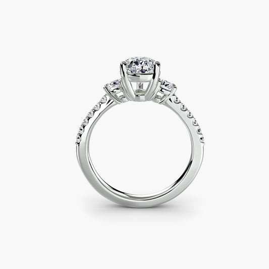 Charlotte Three-Stone Ring with Pavé Band