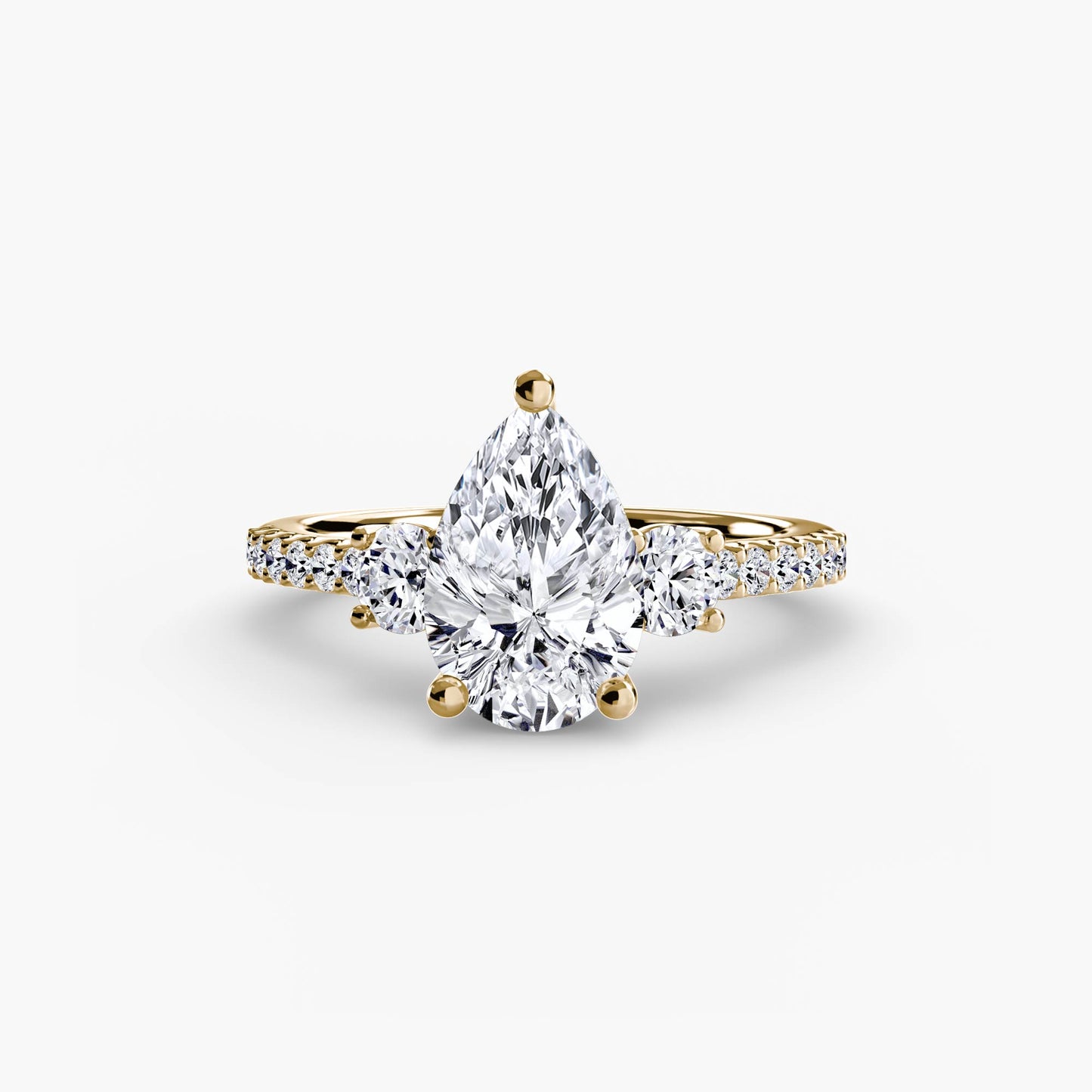 Charlotte Three-Stone Ring with Pavé Band