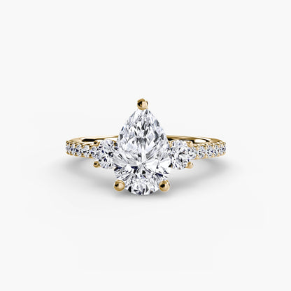 Charlotte Three-Stone Ring with Pavé Band