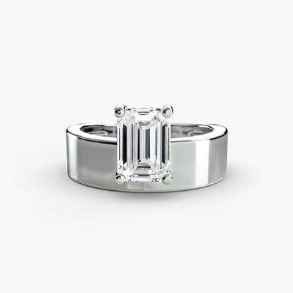 Drew Wide Band Solitaire Engagement Ring