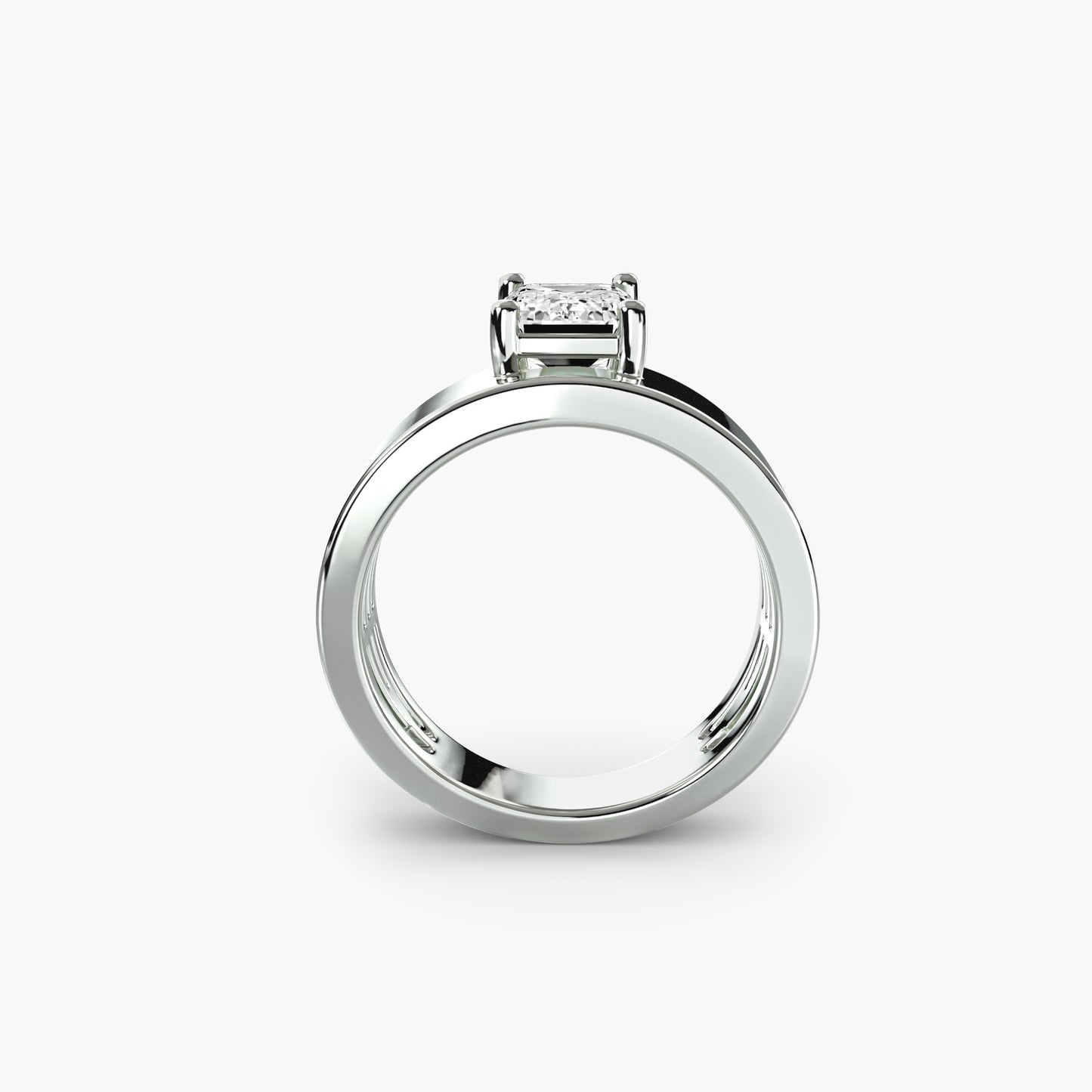 Drew Wide Band Solitaire Engagement Ring