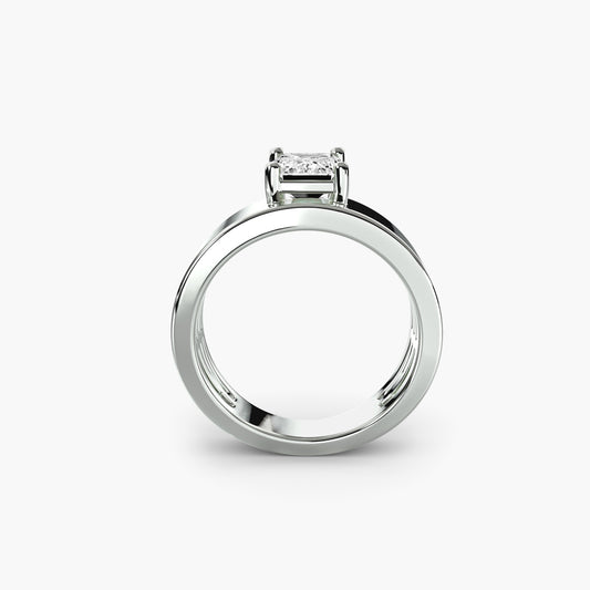 Drew Wide Band Solitaire Engagement Ring