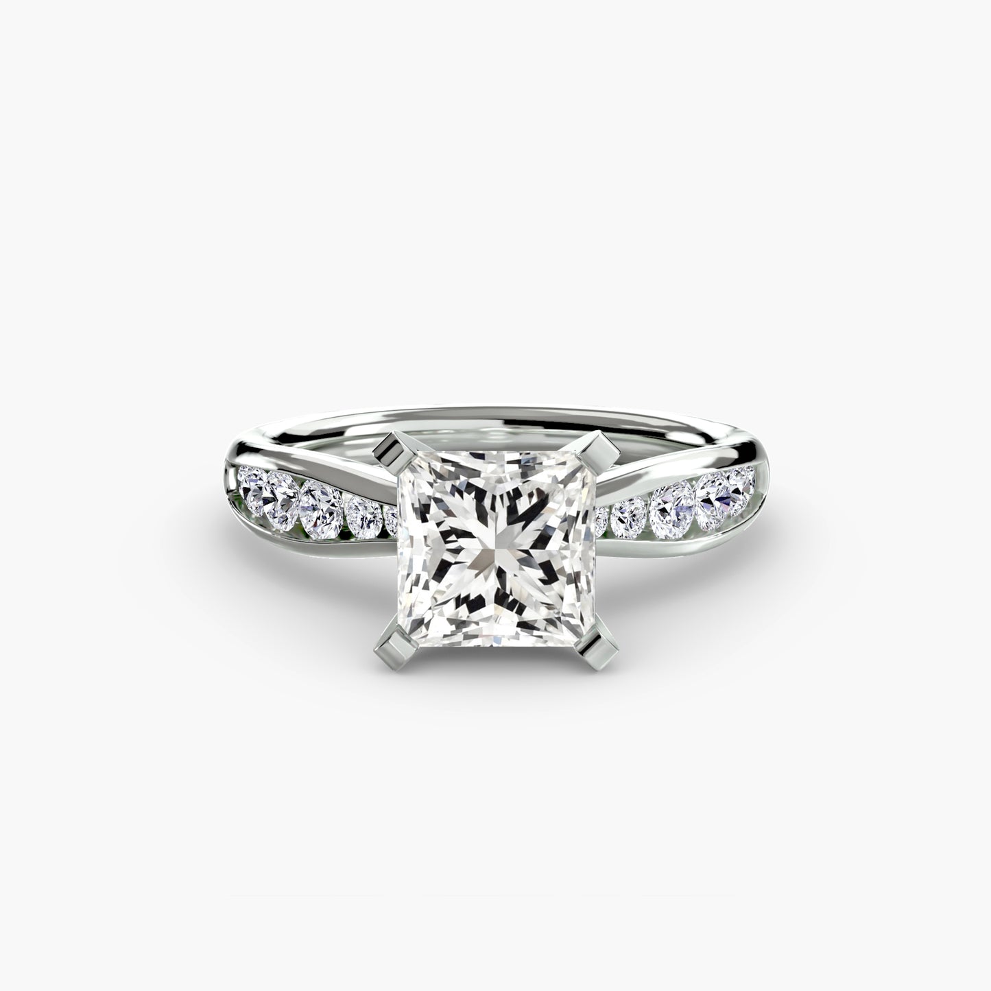 Shelia Solitaire with Pavé Sides