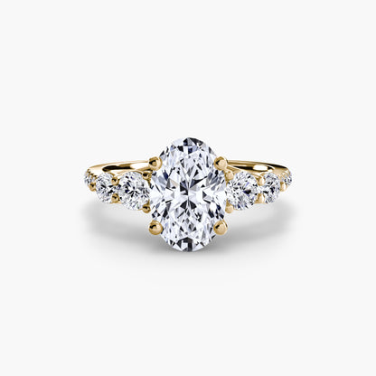 Holly Five Stone Ring with Pavé Band